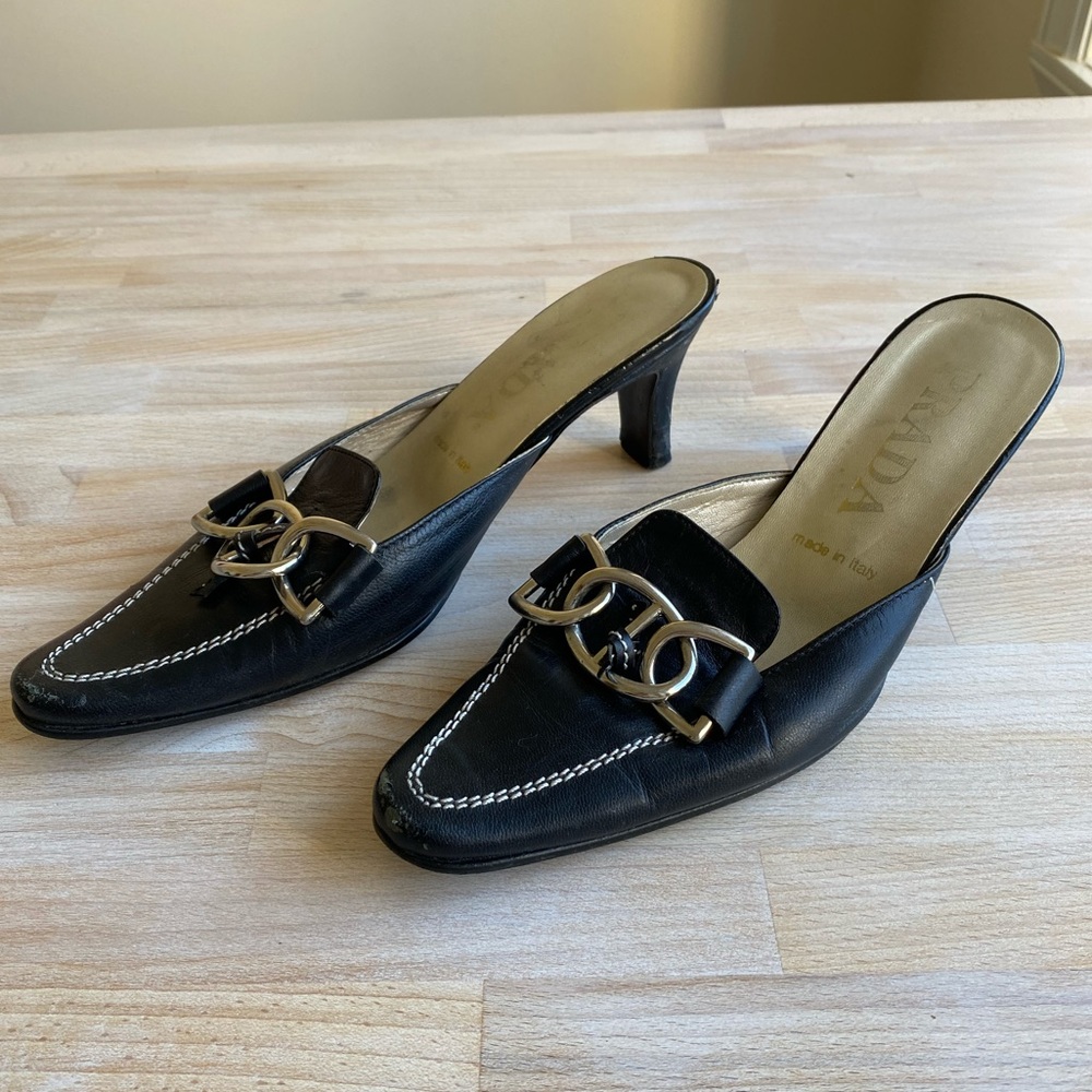 Authentic Prada Black Leather Heels